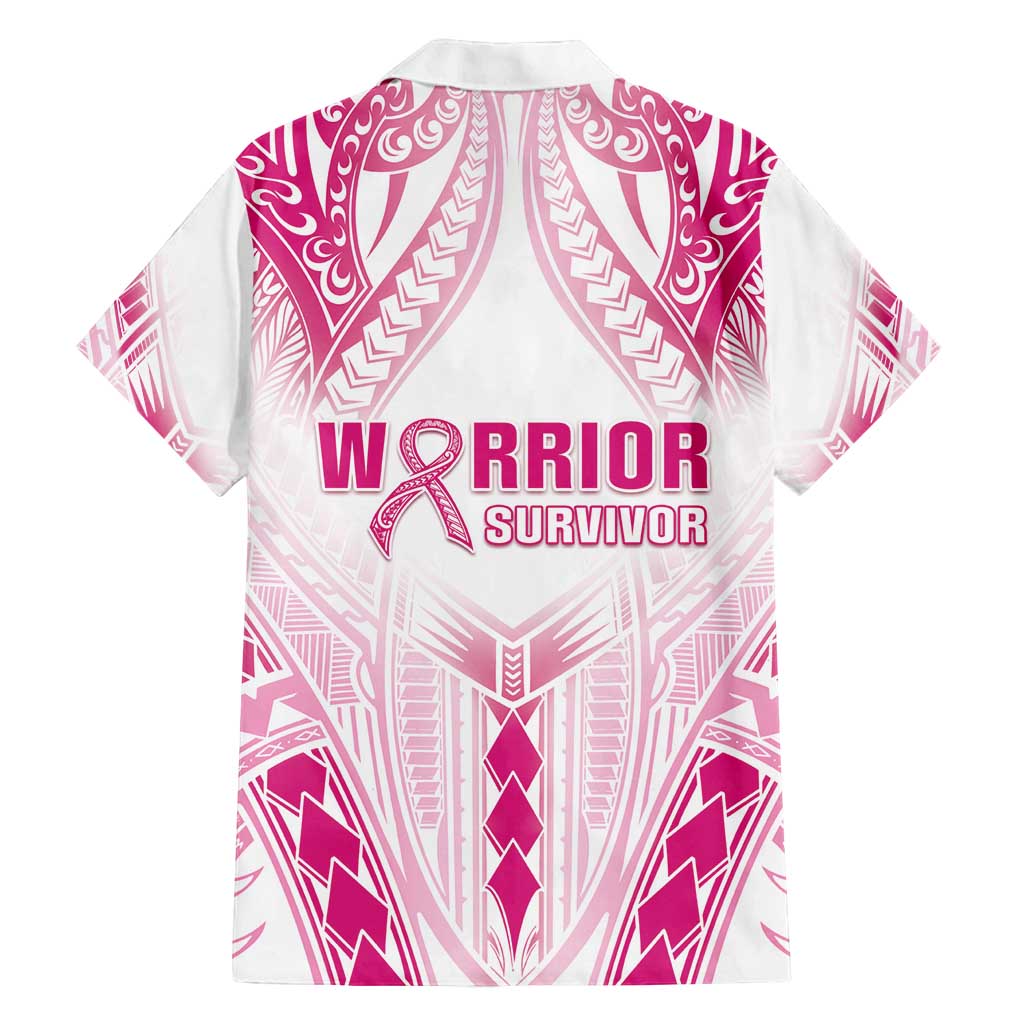 Breast Cancer Pink Out Family Matching Long Sleeve Bodycon Dress and Hawaiian Shirt Polynesian Art Tattoo White Version