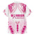 Breast Cancer Pink Out Family Matching Long Sleeve Bodycon Dress and Hawaiian Shirt Polynesian Art Tattoo White Version