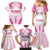 Breast Cancer Pink Out Family Matching Mermaid Dress and Hawaiian Shirt Polynesian Art Tattoo White Version