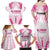 Breast Cancer Pink Out Family Matching Off Shoulder Maxi Dress and Hawaiian Shirt Polynesian Art Tattoo White Version