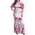 Breast Cancer Pink Out Family Matching Off Shoulder Maxi Dress and Hawaiian Shirt Polynesian Art Tattoo White Version