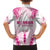 Breast Cancer Pink Out Family Matching Off Shoulder Short Dress and Hawaiian Shirt Polynesian Art Tattoo White Version