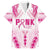 Breast Cancer Pink Out Family Matching Off Shoulder Short Dress and Hawaiian Shirt Polynesian Art Tattoo White Version