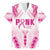 Breast Cancer Pink Out Family Matching Short Sleeve Bodycon Dress and Hawaiian Shirt Polynesian Art Tattoo White Version