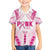 Breast Cancer Pink Out Family Matching Short Sleeve Bodycon Dress and Hawaiian Shirt Polynesian Art Tattoo White Version