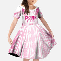 Breast Cancer Pink Out Family Matching Summer Maxi Dress and Hawaiian Shirt Polynesian Art Tattoo White Version LT05 Daughter's Dress White - Polynesian Pride