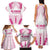 Breast Cancer Pink Out Family Matching Tank Maxi Dress and Hawaiian Shirt Polynesian Art Tattoo White Version