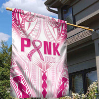 Breast Cancer Pink Out Garden Flag Polynesian Art Tattoo White Version LT05 - Polynesian Pride