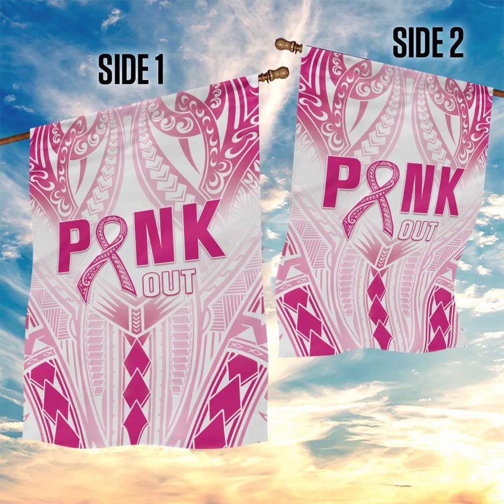 Breast Cancer Pink Out Garden Flag Polynesian Art Tattoo White Version LT05 - Polynesian Pride