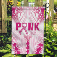 Breast Cancer Pink Out Garden Flag Polynesian Art Tattoo White Version LT05 Garden Flag White - Polynesian Pride