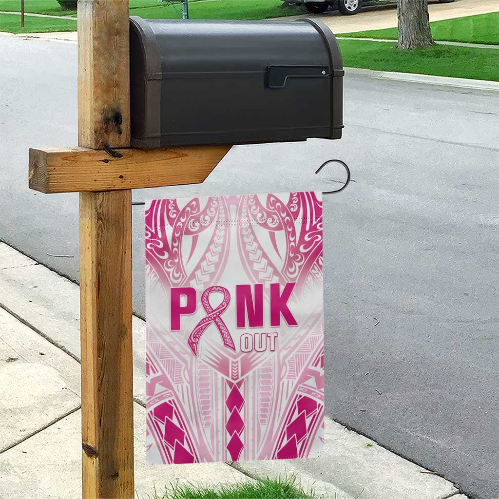 Breast Cancer Pink Out Garden Flag Polynesian Art Tattoo White Version LT05 - Polynesian Pride