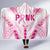 Breast Cancer Pink Out Hooded Blanket Polynesian Art Tattoo White Version