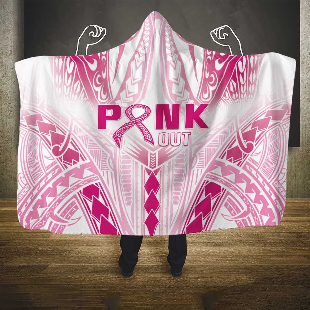 Breast Cancer Pink Out Hooded Blanket Polynesian Art Tattoo White Version LT05 - Polynesian Pride