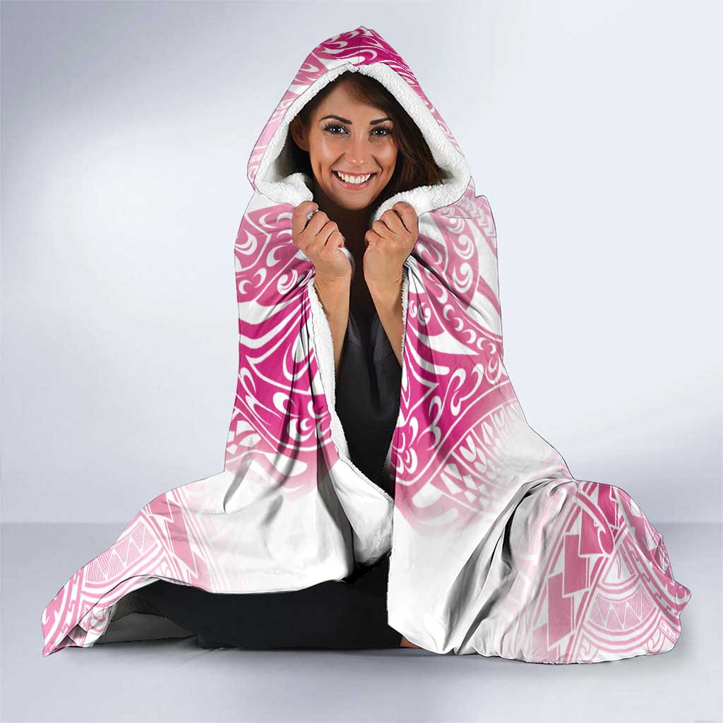 Breast Cancer Pink Out Hooded Blanket Polynesian Art Tattoo White Version LT05 - Polynesian Pride