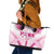 Breast Cancer Pink Out Leather Tote Bag Polynesian Art Tattoo White Version