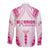 Breast Cancer Pink Out Long Sleeve Button Shirt Polynesian Art Tattoo White Version