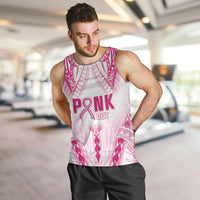 Breast Cancer Pink Out Men Tank Top Polynesian Art Tattoo White Version LT05 White - Polynesian Pride