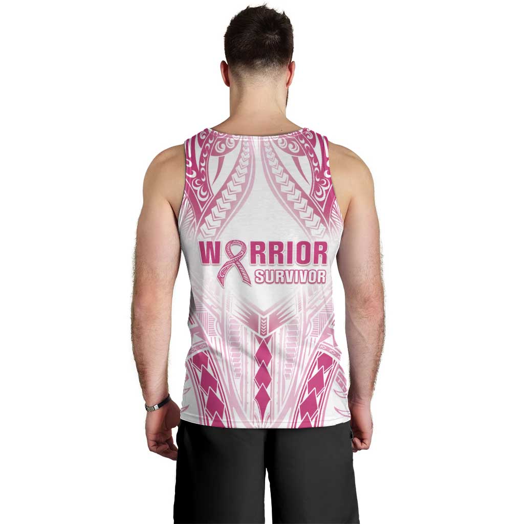Breast Cancer Pink Out Men Tank Top Polynesian Art Tattoo White Version LT05 - Polynesian Pride
