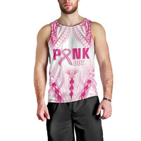 Breast Cancer Pink Out Men Tank Top Polynesian Art Tattoo White Version LT05 - Polynesian Pride