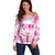 Breast Cancer Pink Out Off Shoulder Sweater Polynesian Art Tattoo White Version