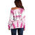 Breast Cancer Pink Out Off Shoulder Sweater Polynesian Art Tattoo White Version