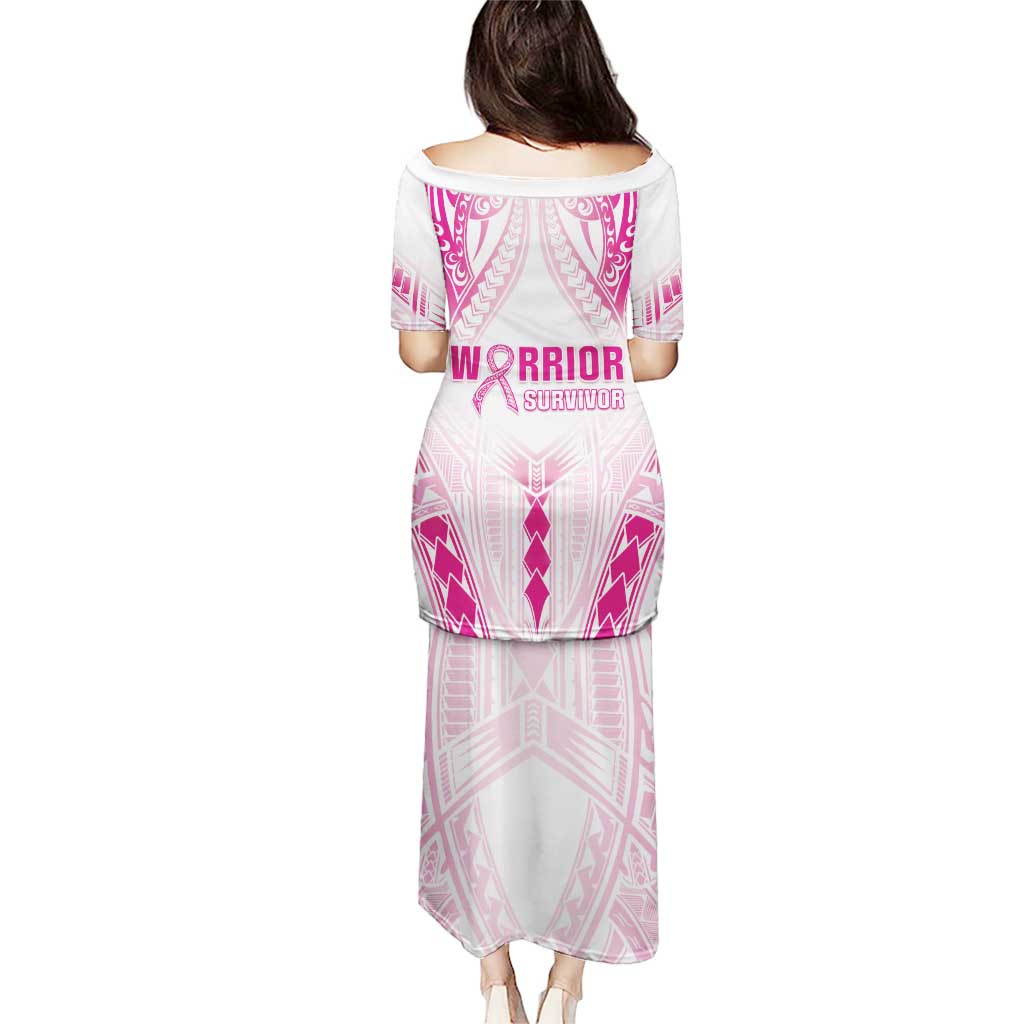 Breast Cancer Pink Out Puletasi Polynesian Art Tattoo White Version LT05 - Polynesian Pride