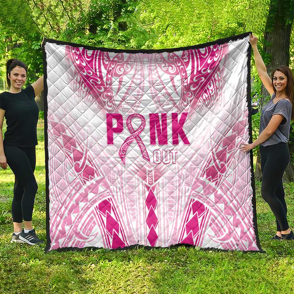 Breast Cancer Pink Out Quilt Polynesian Art Tattoo White Version
