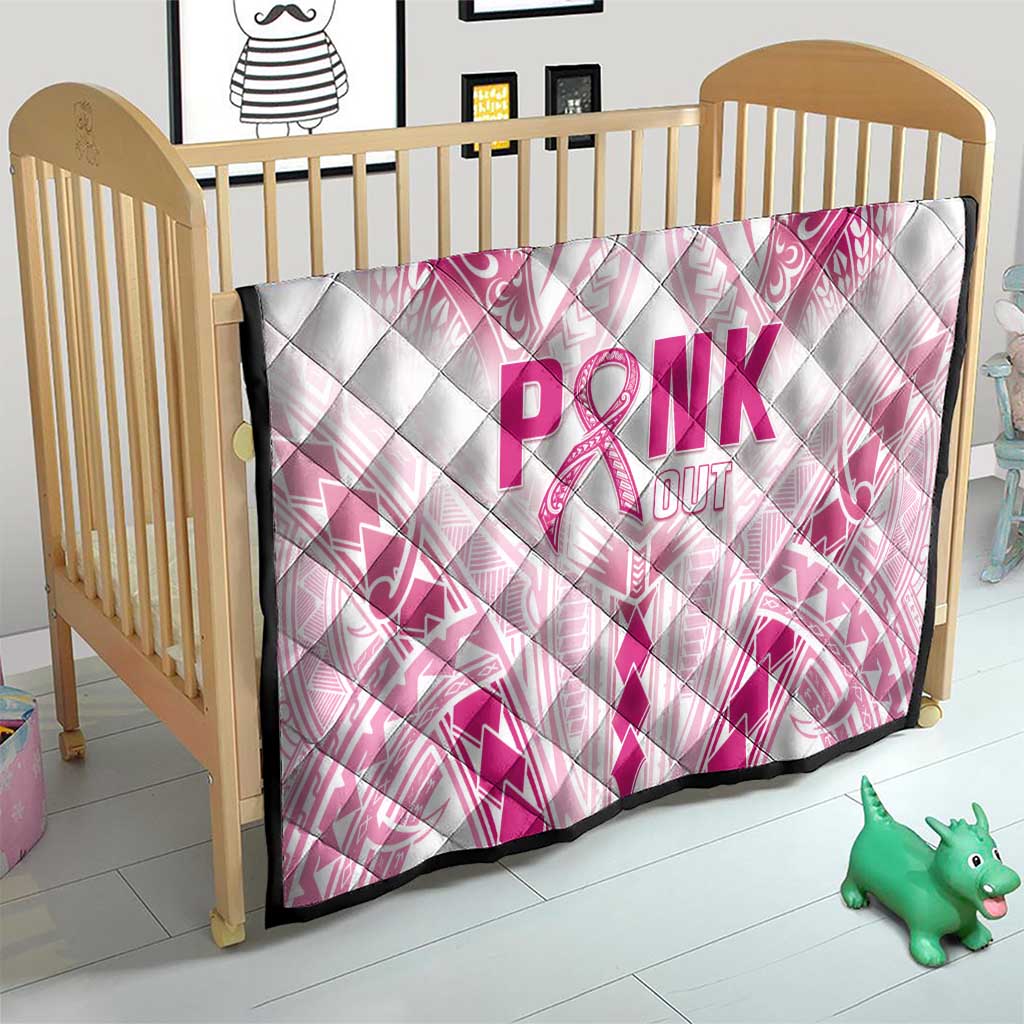 Breast Cancer Pink Out Quilt Polynesian Art Tattoo White Version