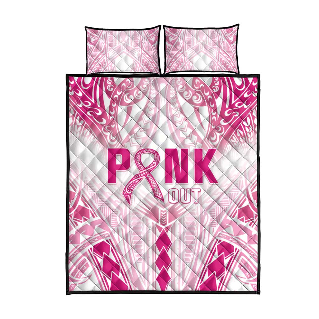 Breast Cancer Pink Out Quilt Bed Set Polynesian Art Tattoo White Version LT05 - Polynesian Pride