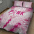 Breast Cancer Pink Out Quilt Bed Set Polynesian Art Tattoo White Version