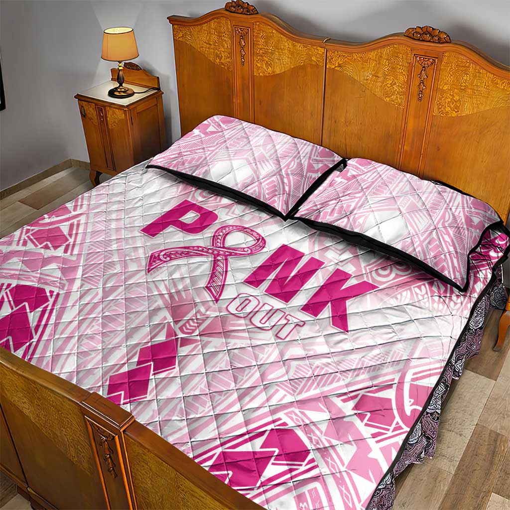 Breast Cancer Pink Out Quilt Bed Set Polynesian Art Tattoo White Version LT05 - Polynesian Pride
