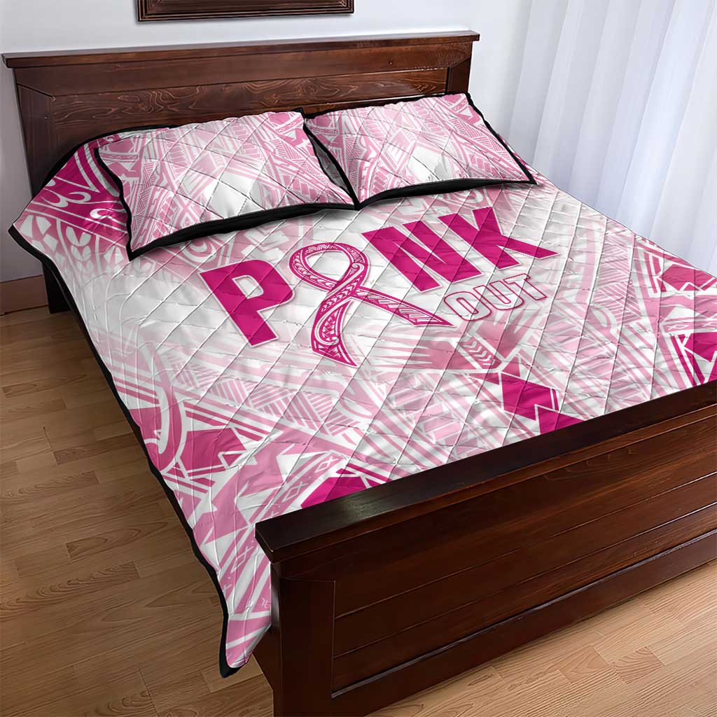 Breast Cancer Pink Out Quilt Bed Set Polynesian Art Tattoo White Version LT05 - Polynesian Pride