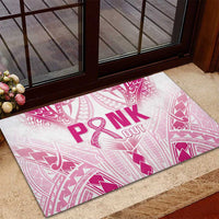 Breast Cancer Pink Out Rubber Doormat Polynesian Art Tattoo White Version LT05 - Polynesian Pride
