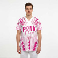 Breast Cancer Pink Out Scrub Top Polynesian Art Tattoo White Version LT05 - Polynesian Pride