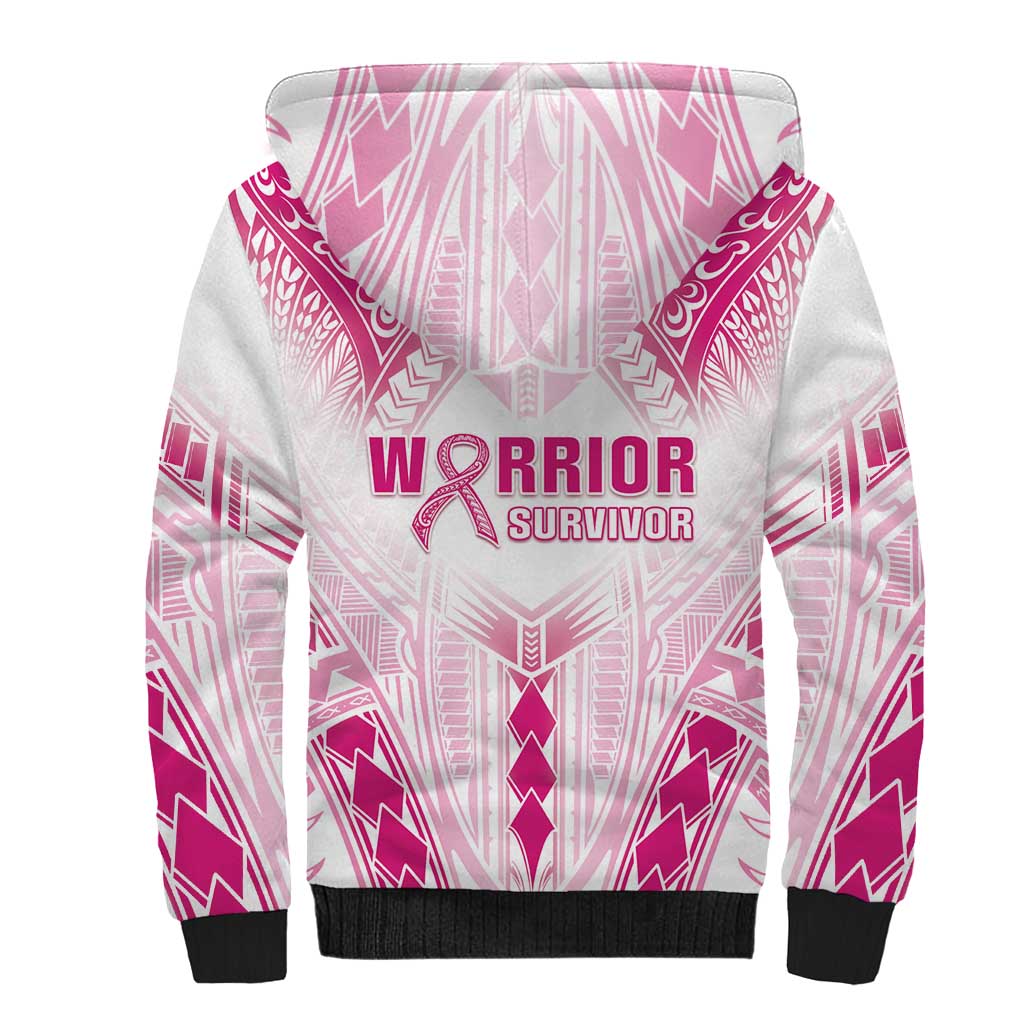 Breast Cancer Pink Out Sherpa Hoodie Polynesian Art Tattoo White Version LT05 - Polynesian Pride