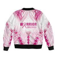 Breast Cancer Pink Out Sleeve Zip Bomber Jacket Polynesian Art Tattoo White Version