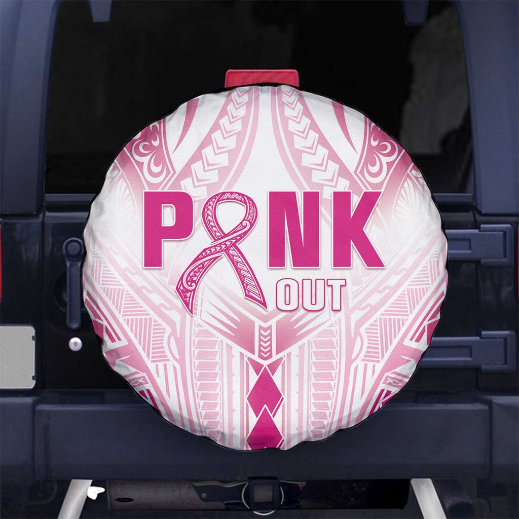 Breast Cancer Pink Out Spare Tire Cover Polynesian Art Tattoo White Version LT05 - Polynesian Pride