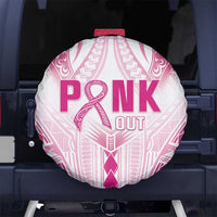 Breast Cancer Pink Out Spare Tire Cover Polynesian Art Tattoo White Version LT05 - Polynesian Pride