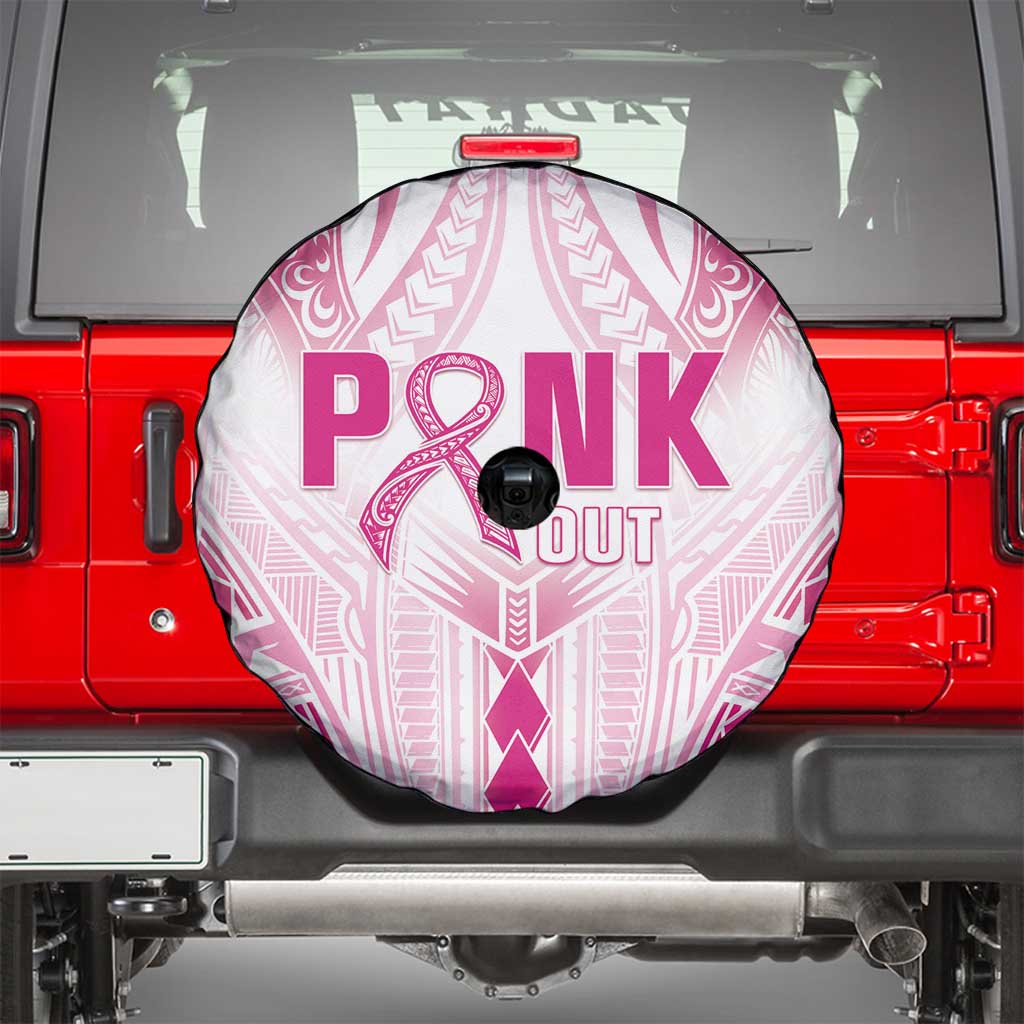 Breast Cancer Pink Out Spare Tire Cover Polynesian Art Tattoo White Version LT05 - Polynesian Pride