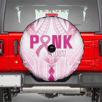 Breast Cancer Pink Out Spare Tire Cover Polynesian Art Tattoo White Version LT05 - Polynesian Pride