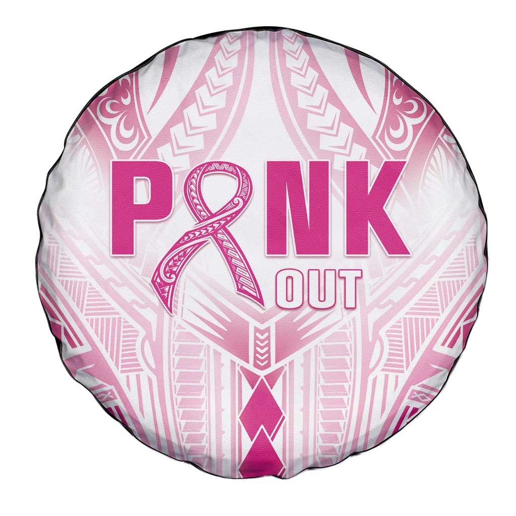 Breast Cancer Pink Out Spare Tire Cover Polynesian Art Tattoo White Version LT05 - Polynesian Pride
