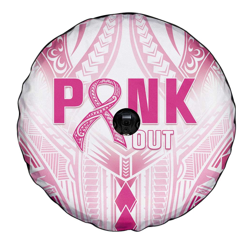 Breast Cancer Pink Out Spare Tire Cover Polynesian Art Tattoo White Version LT05 - Polynesian Pride