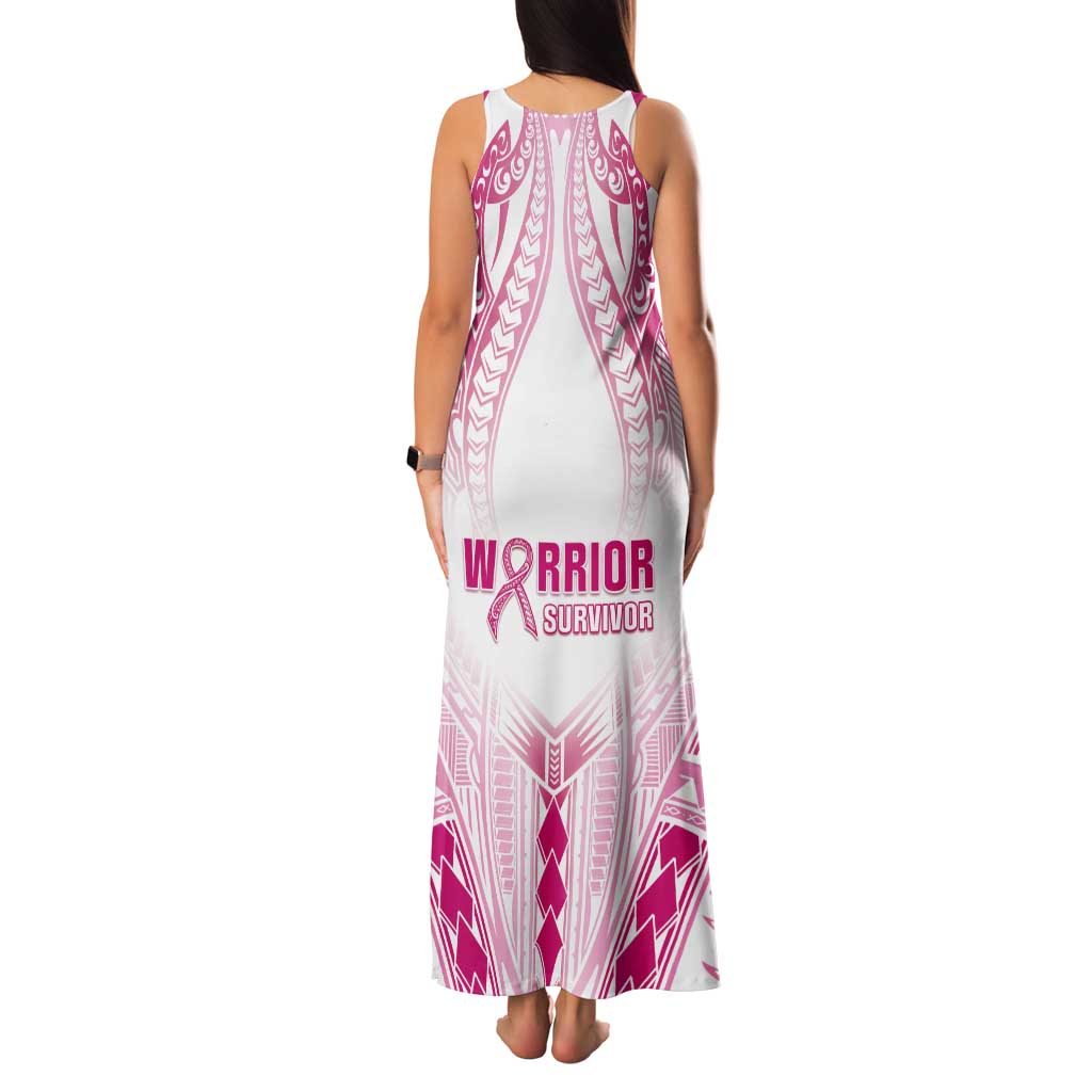 Breast Cancer Pink Out Tank Maxi Dress Polynesian Art Tattoo White Version LT05 - Polynesian Pride