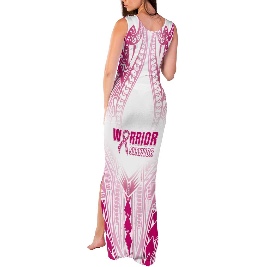 Breast Cancer Pink Out Tank Maxi Dress Polynesian Art Tattoo White Version LT05 - Polynesian Pride