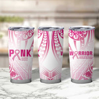 Breast Cancer Pink Out Tumbler Cup Polynesian Art Tattoo White Version LT05 - Polynesian Pride