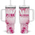 Breast Cancer Pink Out Tumbler With Handle Polynesian Art Tattoo White Version