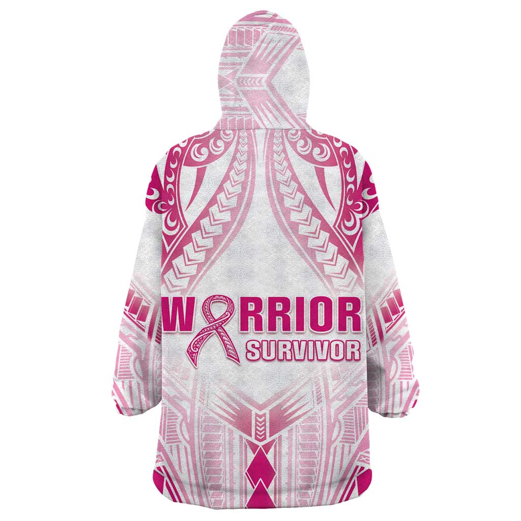 Breast Cancer Pink Out Wearable Blanket Hoodie Polynesian Art Tattoo White Version LT05 - Polynesian Pride