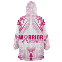 Breast Cancer Pink Out Wearable Blanket Hoodie Polynesian Art Tattoo White Version LT05 - Polynesian Pride