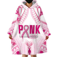 Breast Cancer Pink Out Wearable Blanket Hoodie Polynesian Art Tattoo White Version LT05 - Polynesian Pride