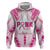 Breast Cancer Pink Out Zip Hoodie Polynesian Art Tattoo White Version